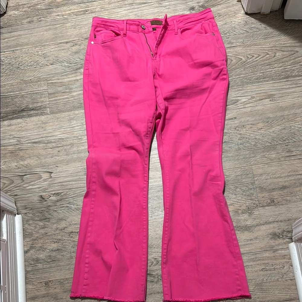 Bright Pink Flared Jeans